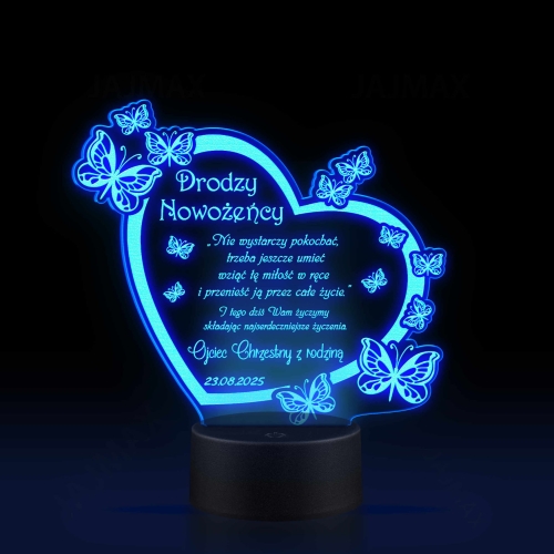 Statuetka led motyle PREZENT ŚLUBNY grawer