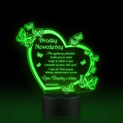 Statuetka led motyle PREZENT ŚLUBNY grawer