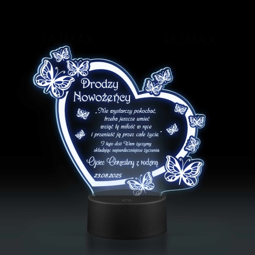 Statuetka led motyle PREZENT ŚLUBNY grawer