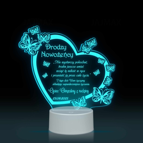 Statuetka led motyle PREZENT ŚLUBNY grawer