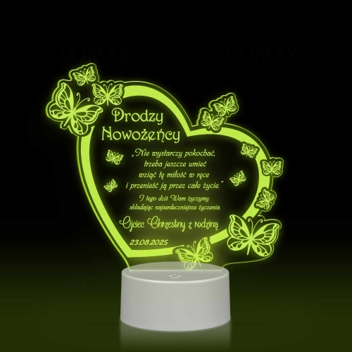 Statuetka led motyle PREZENT ŚLUBNY grawer