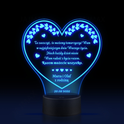 Statuetka led serce PREZENT NA WESELE grawer