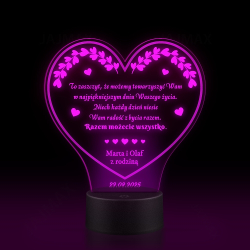 Statuetka led serce PREZENT NA WESELE grawer