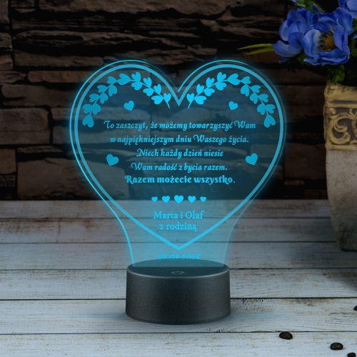 Statuetka led serce PREZENT NA WESELE grawer