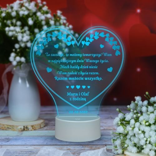 Statuetka led serce PREZENT NA WESELE grawer