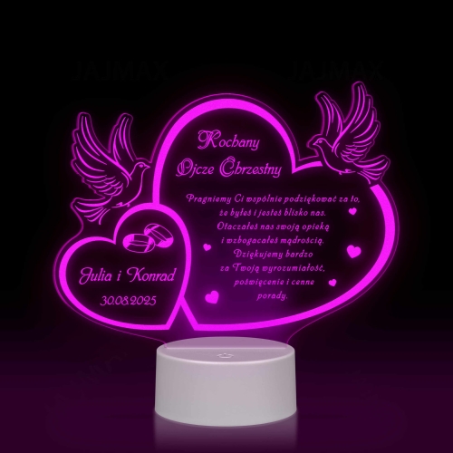 Lampka LED z grawerem PREZENT DLA OJCA CHRZESTNEGO ŚLUB