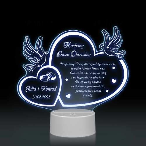 Lampka LED z grawerem PREZENT DLA OJCA CHRZESTNEGO ŚLUB