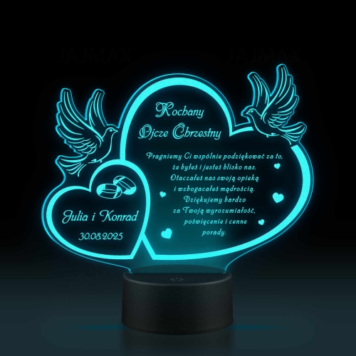 Lampka LED z grawerem PREZENT DLA OJCA CHRZESTNEGO ŚLUB