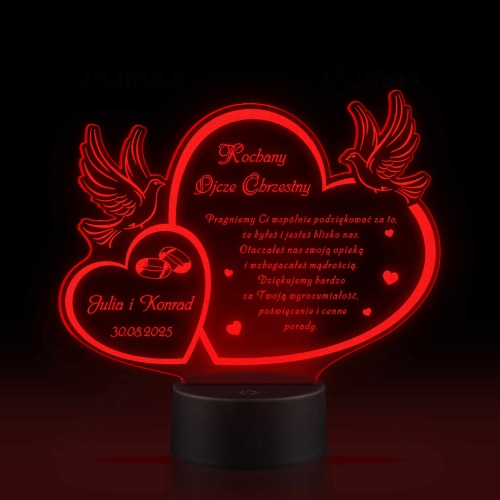 Lampka LED z grawerem PREZENT DLA OJCA CHRZESTNEGO ŚLUB