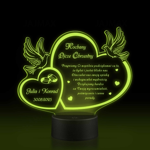 Lampka LED z grawerem PREZENT DLA OJCA CHRZESTNEGO ŚLUB