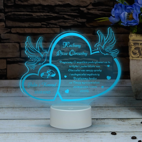 Lampka LED z grawerem PREZENT DLA OJCA CHRZESTNEGO ŚLUB