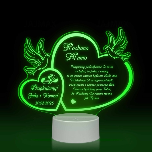 LAMPKA LED SERCE prezent dla mamy na podziękowania z okazji ślubu