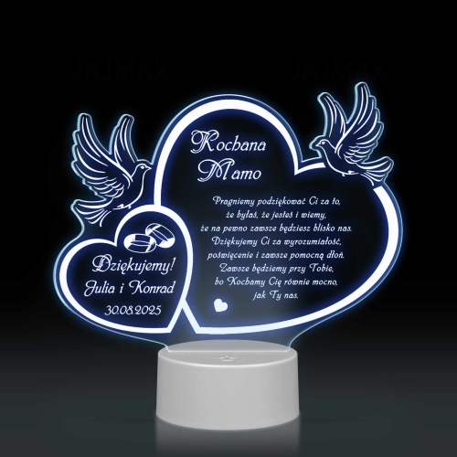 LAMPKA LED SERCE prezent dla mamy na podziękowania z okazji ślubu