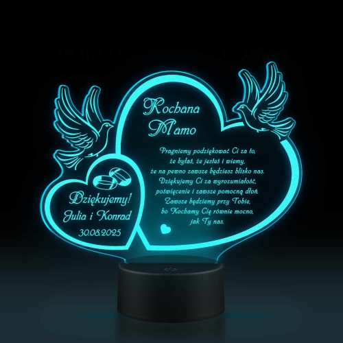 LAMPKA LED SERCE prezent dla mamy na podziękowania z okazji ślubu