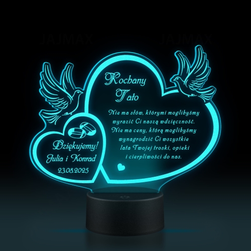 STATUETKA LED GRAWER podziękowanie dla taty wesele ślub z dedykacją