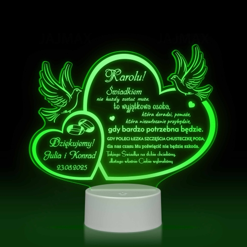 Lampka led PODZIĘKOWANIA DLA SUPER ŚWIADKA wesele ślub grawer