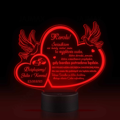 Lampka led PODZIĘKOWANIA DLA SUPER ŚWIADKA wesele ślub grawer