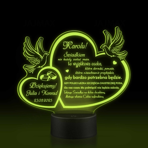 Lampka led PODZIĘKOWANIA DLA SUPER ŚWIADKA wesele ślub grawer