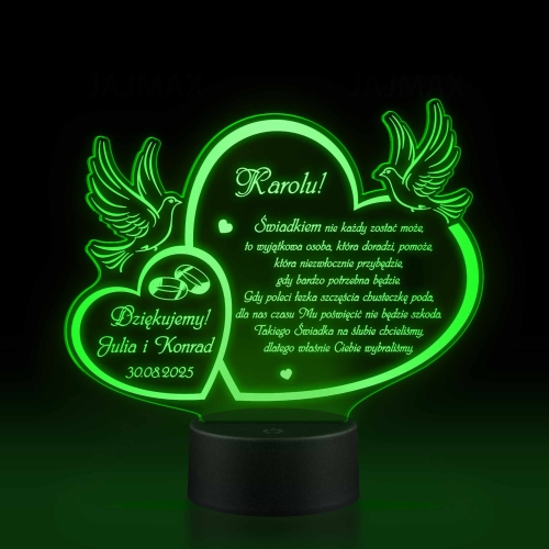 DLA ŚWIADKA PODZIĘKOWANIE nocna lampka led wierszyk podpis grawer