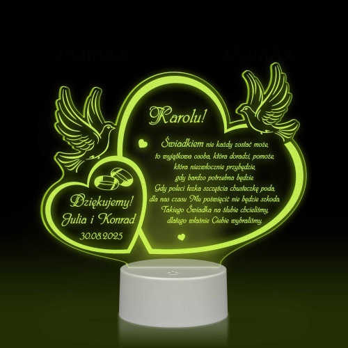 DLA ŚWIADKA PODZIĘKOWANIE nocna lampka led wierszyk podpis grawer