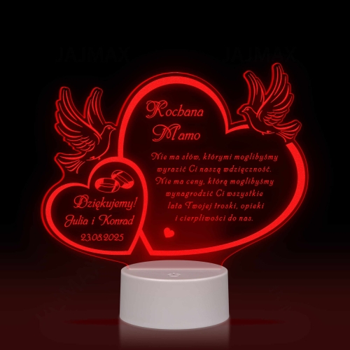 LAMPKA LED prezent dla mamy PODZIĘKOWANIA ŚLUBNE GRAWER