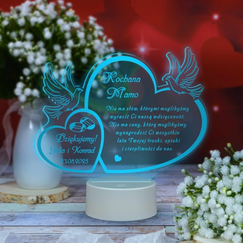 LAMPKA LED prezent dla mamy PODZIĘKOWANIA ŚLUBNE GRAWER