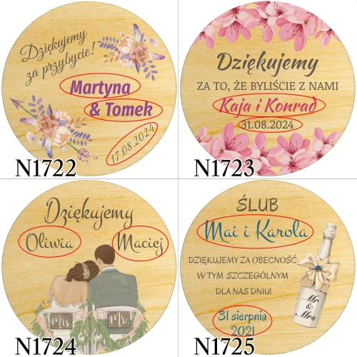 MAGNES KOŁO prezenty dla gości ślub wesele nadruk