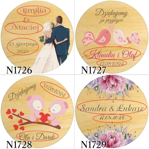 MAGNES KOŁO prezenty dla gości ślub wesele nadruk