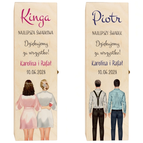 ELEGANCKIE SKRZYNKI NA ALKOHOL 2szt podziękowania dla świadków ślub