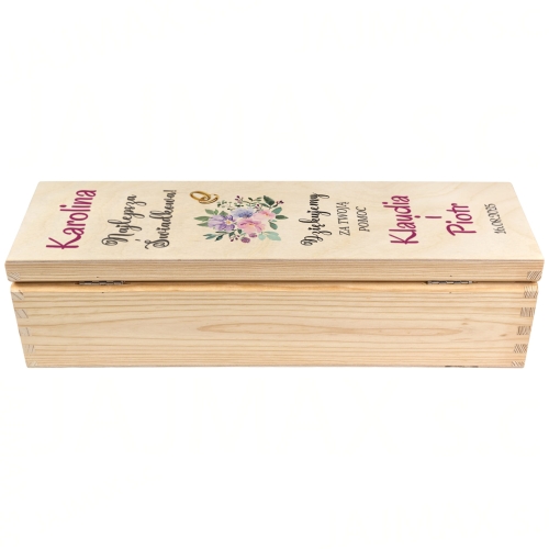 Zestaw 2 szt skrzynka na wino PODZIĘKOWANIA DLA ŚWIADKÓW ślub