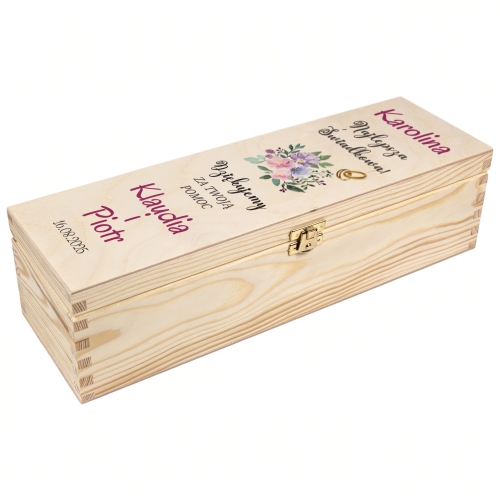 Zestaw 2 szt skrzynka na wino PODZIĘKOWANIA DLA ŚWIADKÓW ślub