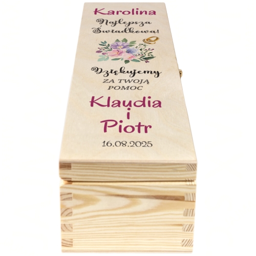 Zestaw 2 szt skrzynka na wino PODZIĘKOWANIA DLA ŚWIADKÓW ślub