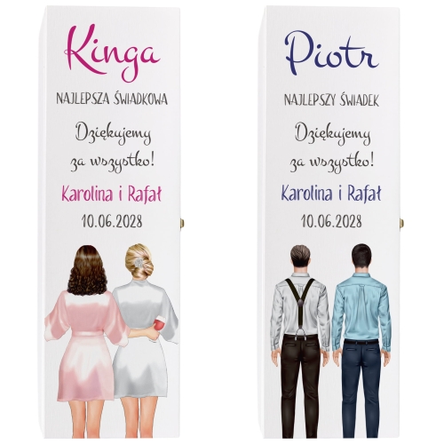 DREWNIANE SKRZYNKI NA ALKOHOL podziękowanie dla świadków wesele