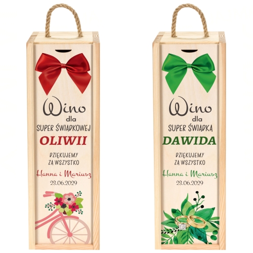 ZESTAW SKRZYNEK DLA ŚWIADKA I ŚWIADKOWEJ podziękowania weselne