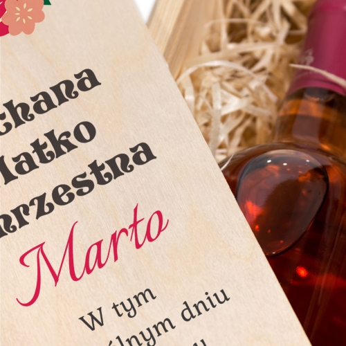 Skrzynka na wino 2 szt PODZIĘKOWANIA DLA CHRZESTNYCH OD PARY MŁODEJ