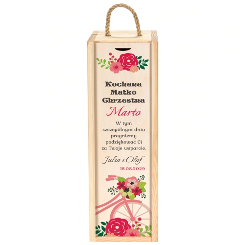 Skrzynka na wino 2 szt PODZIĘKOWANIA DLA CHRZESTNYCH OD PARY MŁODEJ