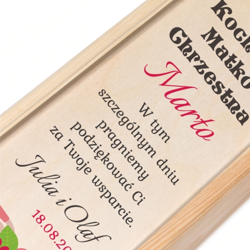 Skrzynka na wino 2 szt PODZIĘKOWANIA DLA CHRZESTNYCH OD PARY MŁODEJ