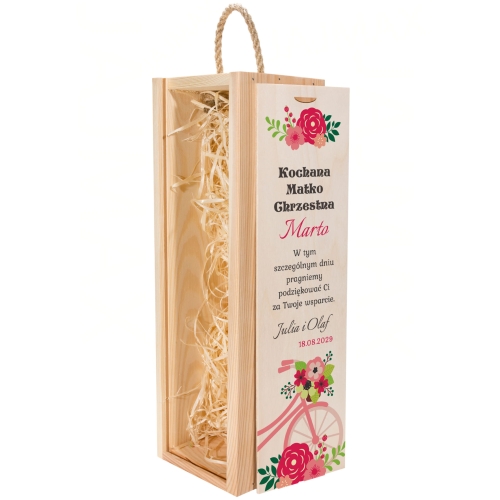 Skrzynka na wino 2 szt PODZIĘKOWANIA DLA CHRZESTNYCH OD PARY MŁODEJ