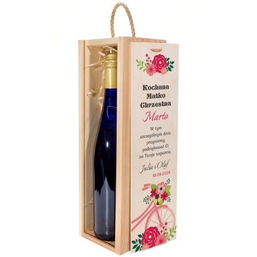 Skrzynka na wino 2 szt PODZIĘKOWANIA DLA CHRZESTNYCH OD PARY MŁODEJ