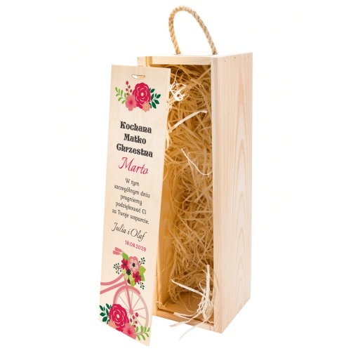 Skrzynka na wino 2 szt PODZIĘKOWANIA DLA CHRZESTNYCH OD PARY MŁODEJ