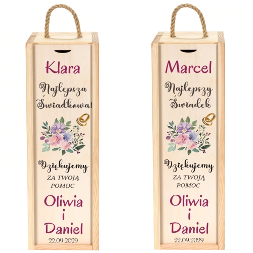 POMYSŁOWE PODZIĘKOWANIA DLA ŚWIADKÓW zestaw skrzynek 2 szt ślub