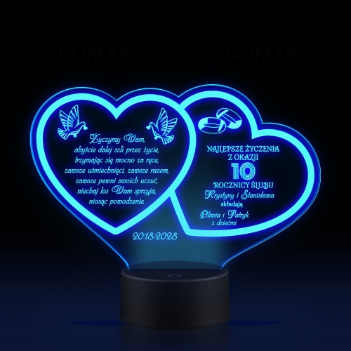STATUETKA LAMPKA LED SERCA prezent na rocznicę ślubu