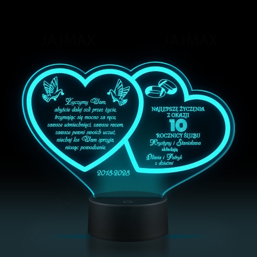 STATUETKA LAMPKA LED SERCA prezent na rocznicę ślubu