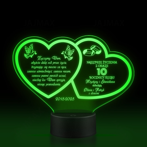 STATUETKA LAMPKA LED SERCA prezent na rocznicę ślubu