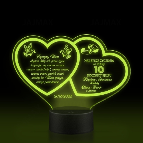 STATUETKA LAMPKA LED SERCA prezent na rocznicę ślubu