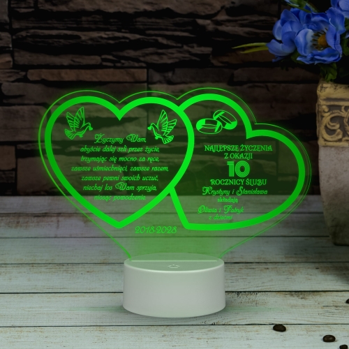 STATUETKA LAMPKA LED SERCA prezent na rocznicę ślubu