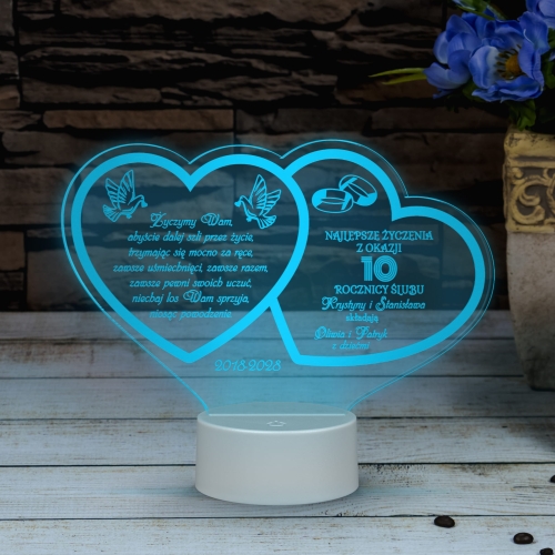 STATUETKA LAMPKA LED SERCA prezent na rocznicę ślubu