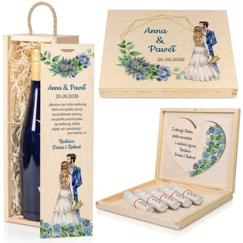 Ekskluzywny prezent na ślub skrzynka na wino i zastrzyk gotówki