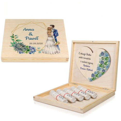 Ekskluzywny prezent na ślub skrzynka na wino i zastrzyk gotówki