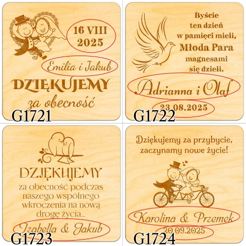 magnes kwadrat UPOMINKI DLA GOŚCI ślub wesele grawer